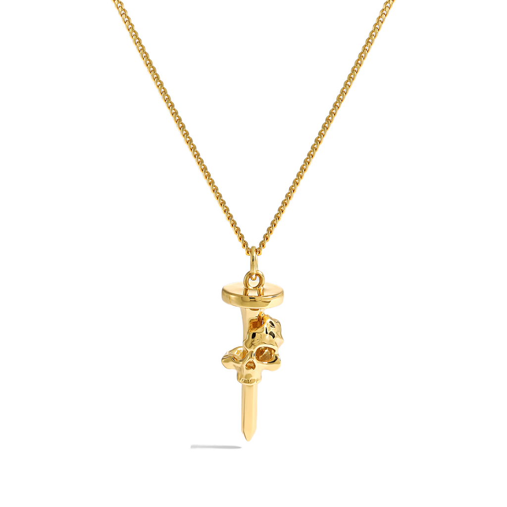 Modern Skull Head Nail 925 Sterling Silver Necklace