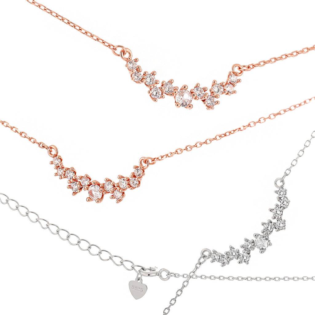 Women Beautiful Irregular CZ 925 Sterling Silver Necklace