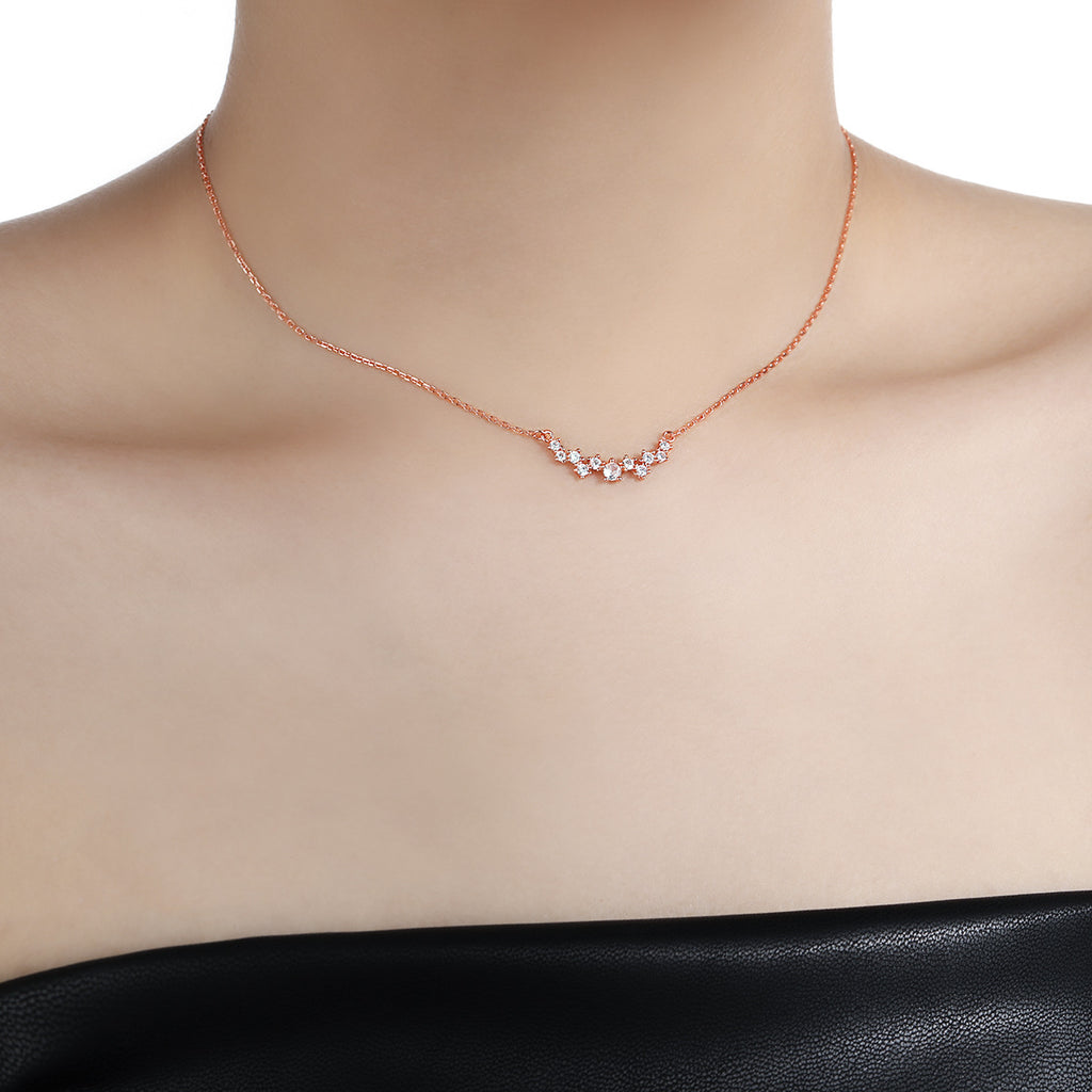 Women Beautiful Irregular CZ 925 Sterling Silver Necklace