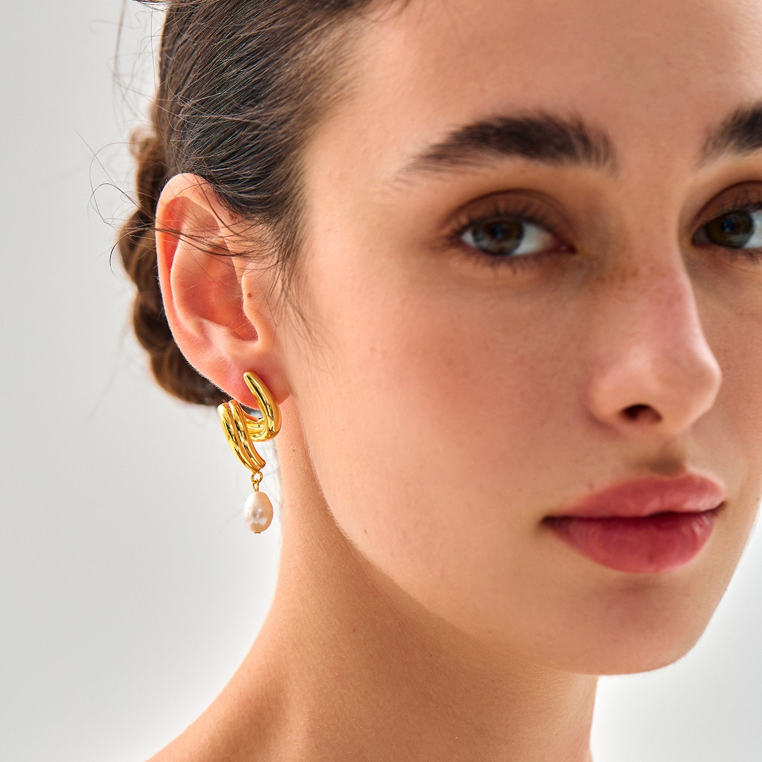 Large Irregular Natural Pearl Knot Lightweight 999 Sterling Silver Stud Fine Jewelry Earrings for Women(Pre-Sale)