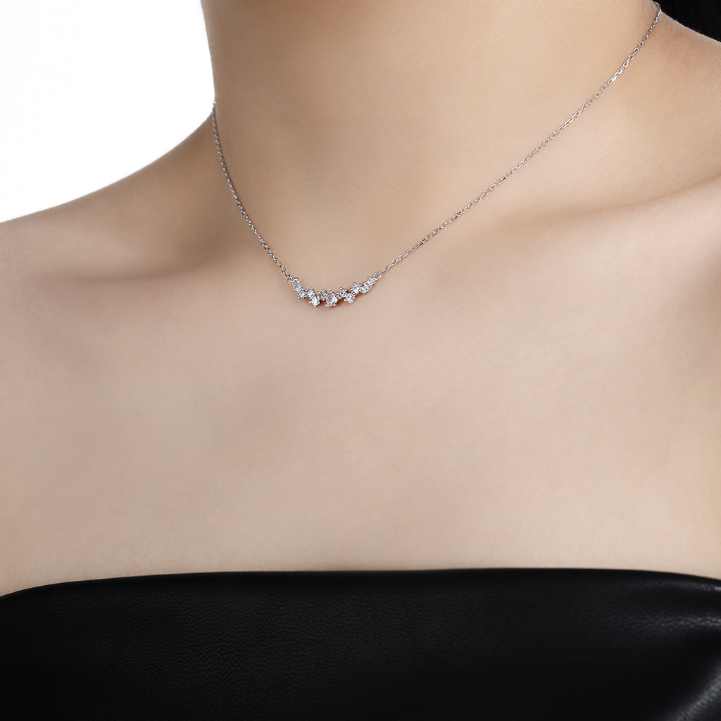 Women Beautiful Irregular CZ 925 Sterling Silver Necklace