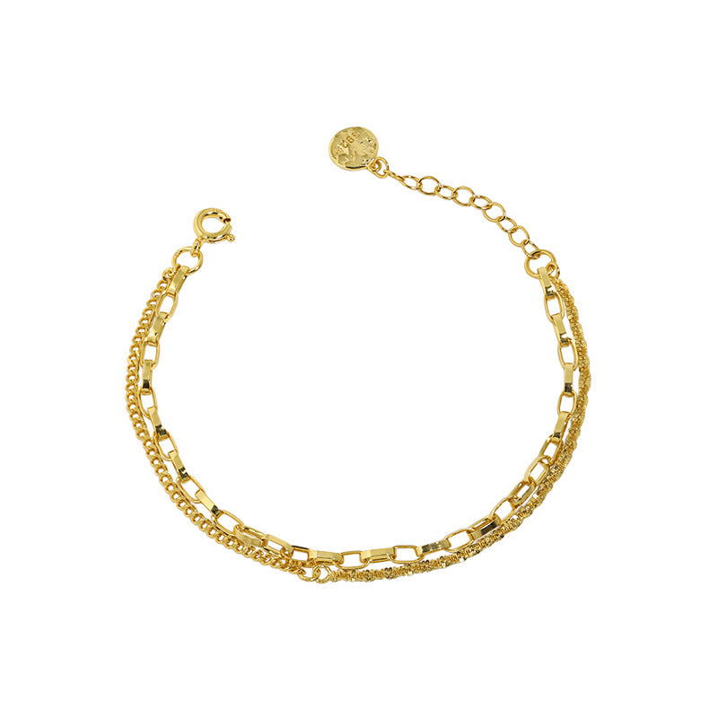 cauliflower chain ins niche design trendy and cool starry sky double layer chain S925 pure silver bracelet for women