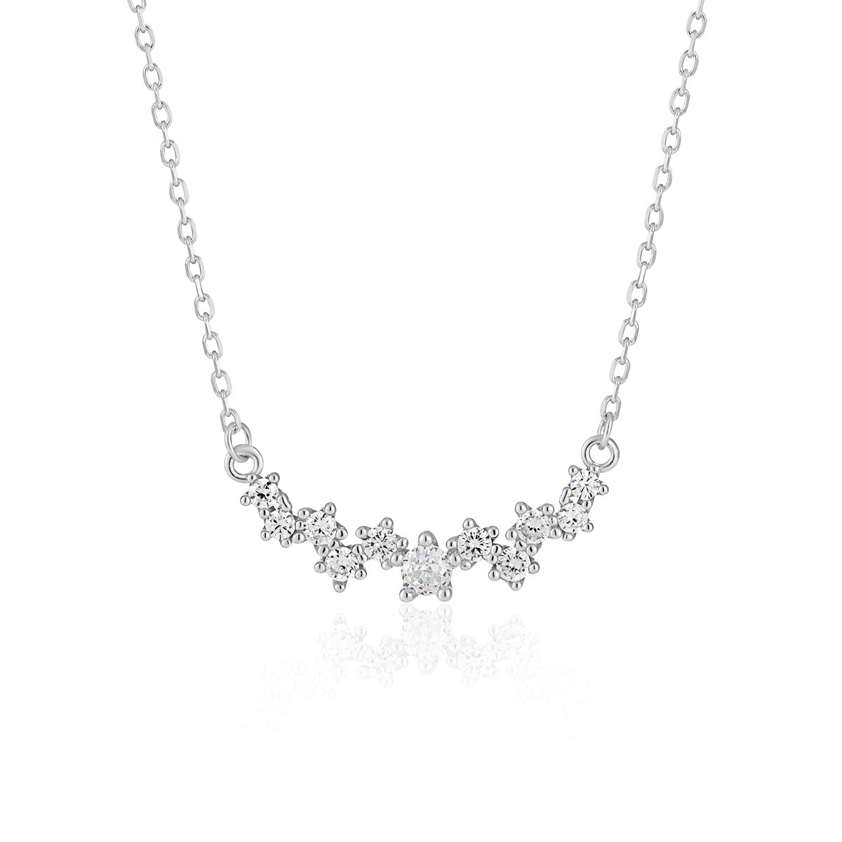 Women Beautiful Irregular CZ 925 Sterling Silver Necklace