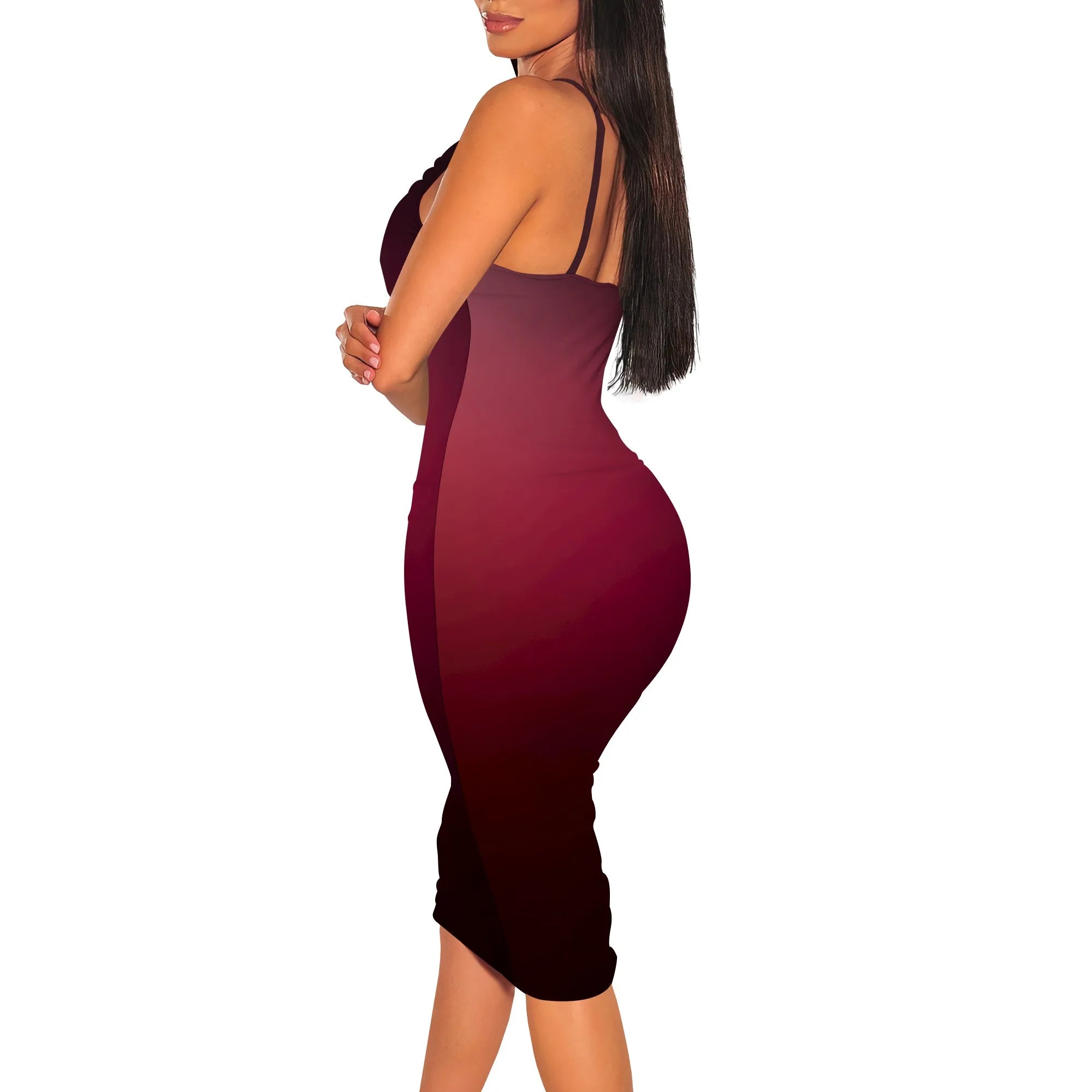 Vestido ajustado midi sexy para mujer, vestido de verano sin mangas con tirantes finos, elástico, sin espalda, para cóctel o fiesta. 