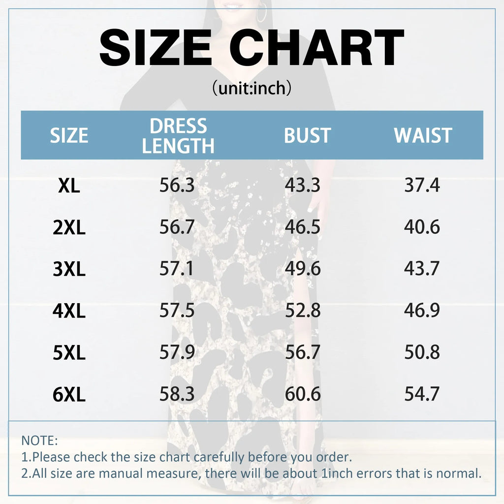 Plus Size V-Neck Wrap Maxi Dress with Gold Leopard Print Split Hem Elegant Party Dress for Women