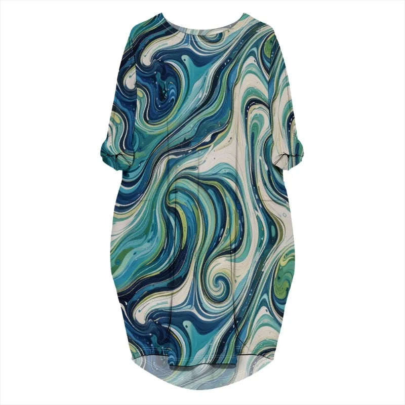 Vestido de verano holgado de manga larga con estampado para mujer, talla grande, estilo transfronterizo, nueva moda de verano 