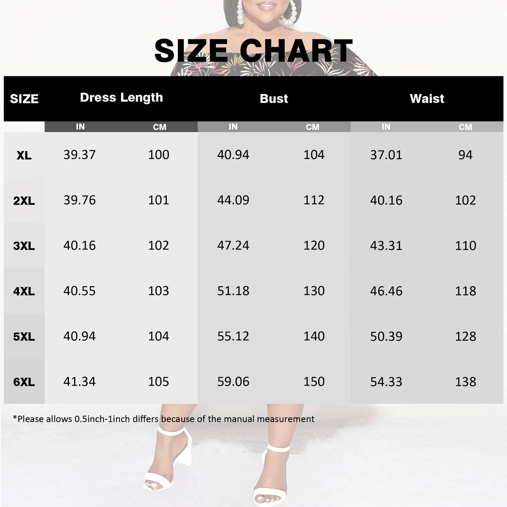 Plus Size Off Shoulder Short Sleeve Midi Dress Fireworks Print Black Elegant Casual Summer Vacation Dress for Women