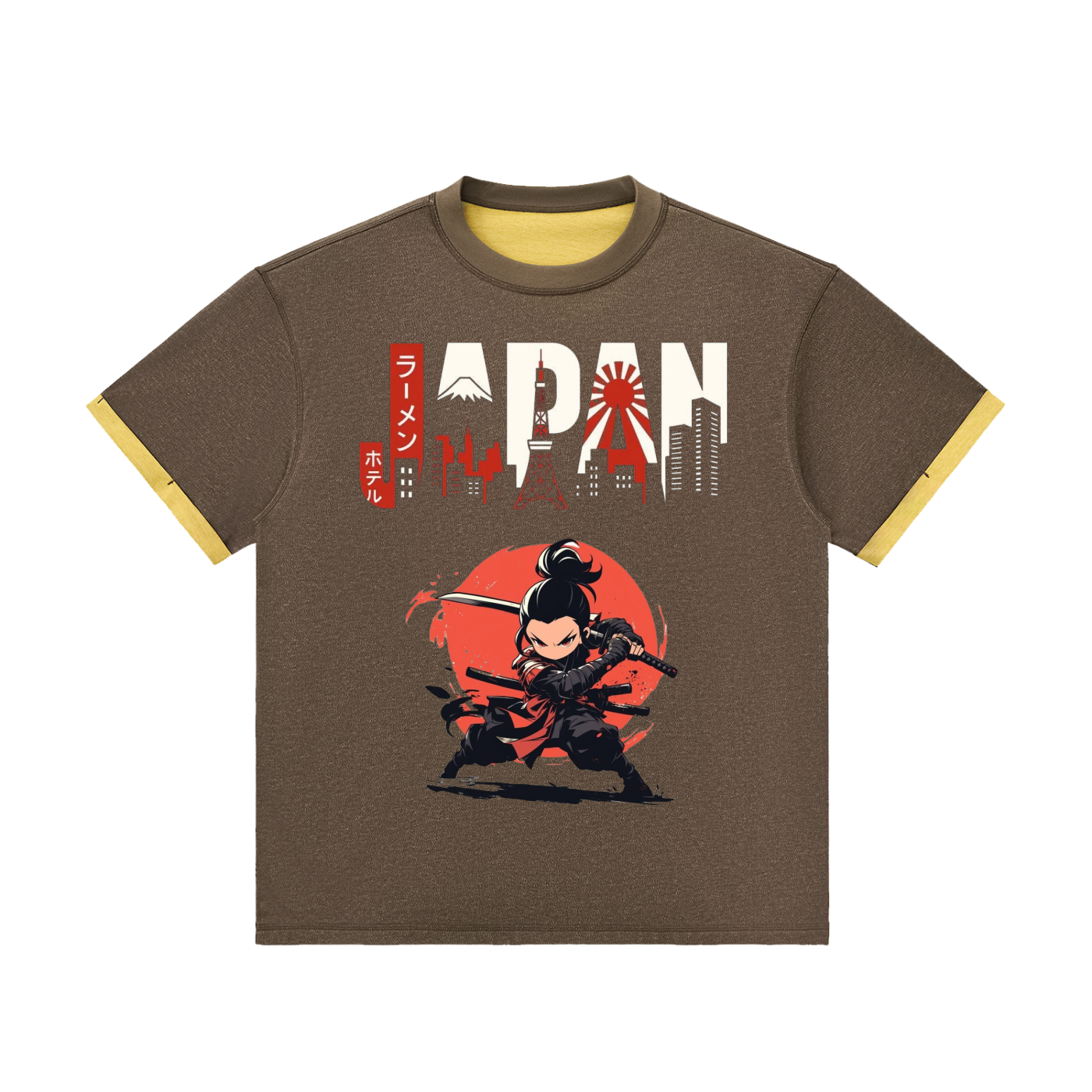 Contrast Cuff Cuffed T-Shirt