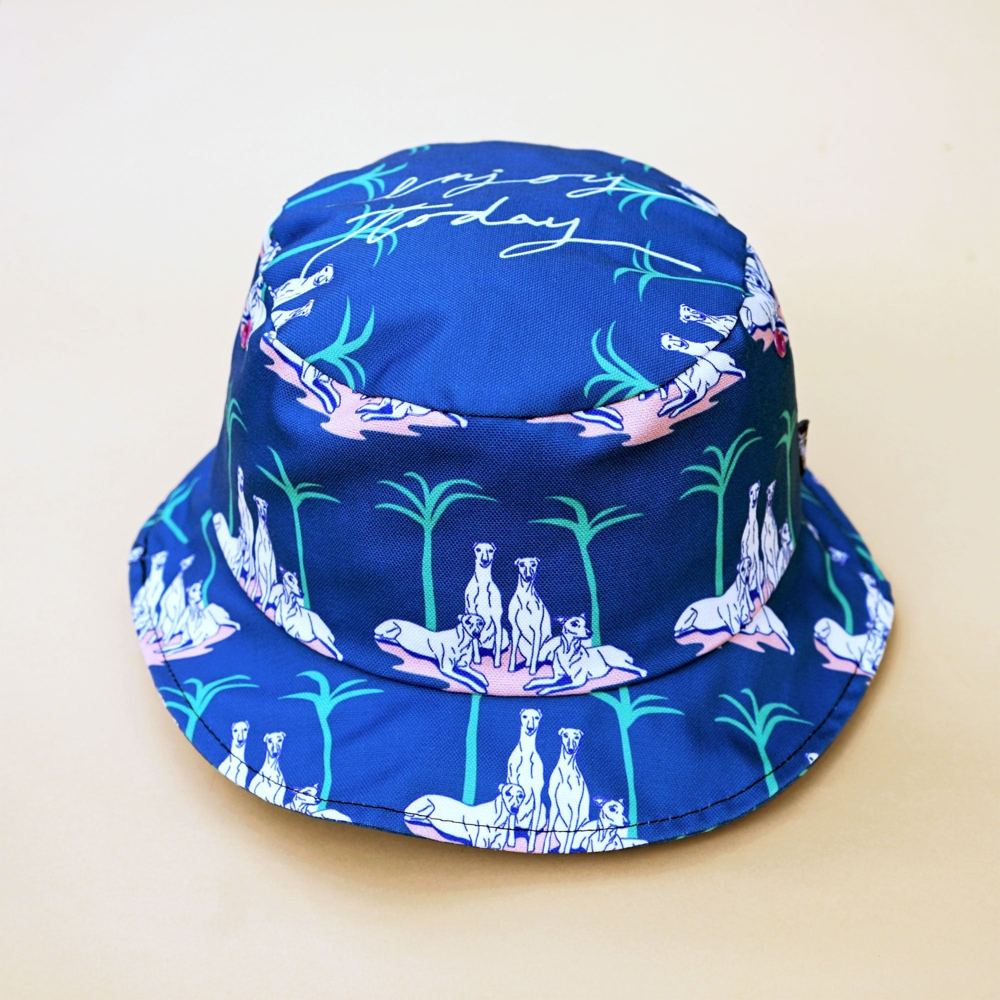 Greyhound and Palm Tree Bucket Hat