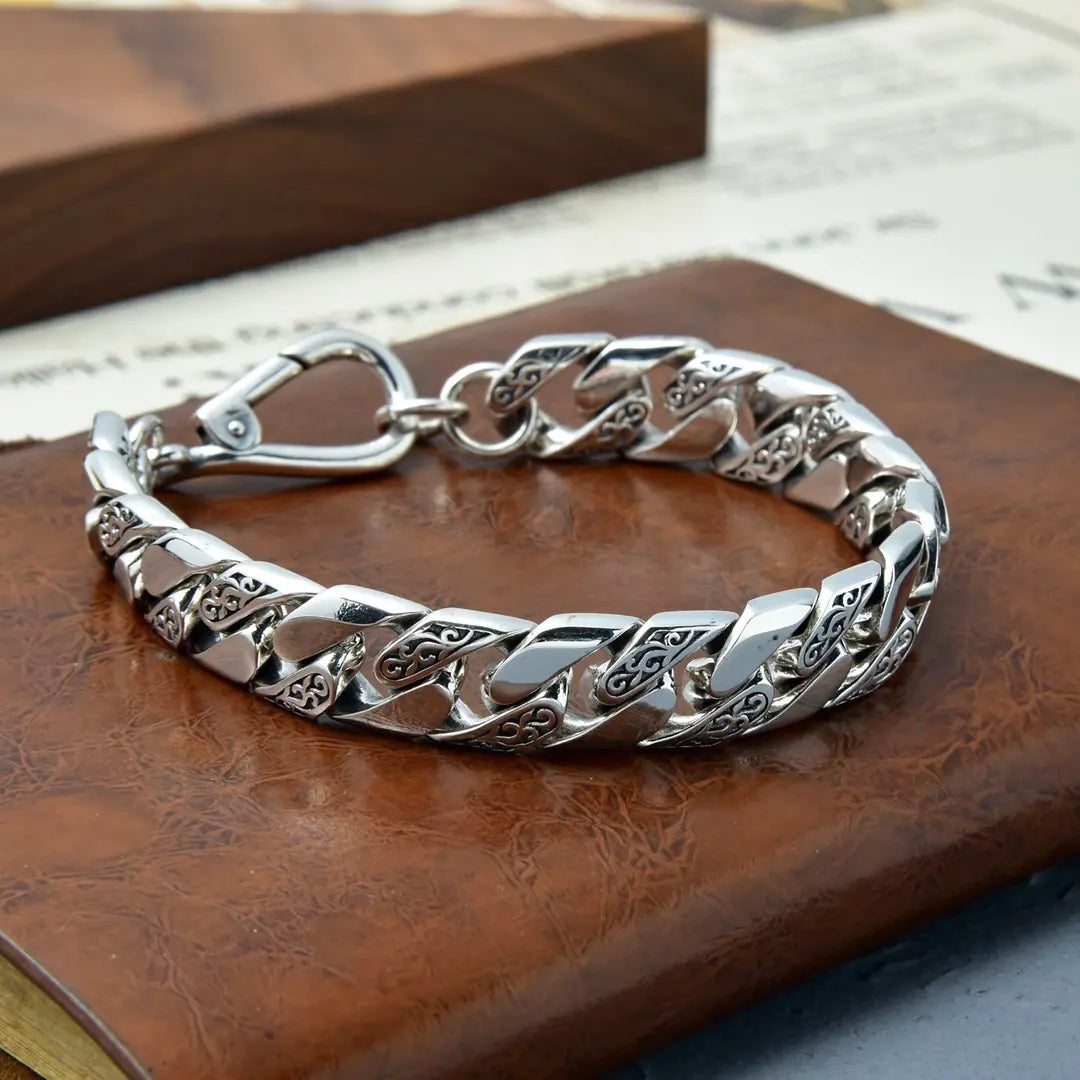 S925 Sterling Silver Personalized Rattan Pattern Bracelet