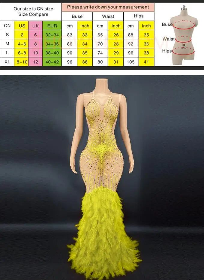 Products Blue Rhinestone Feather Dress Mesh Red Evening Elegant Evening Dresses Luxury Abito Da Cerimonia Donna Birthday Dresses