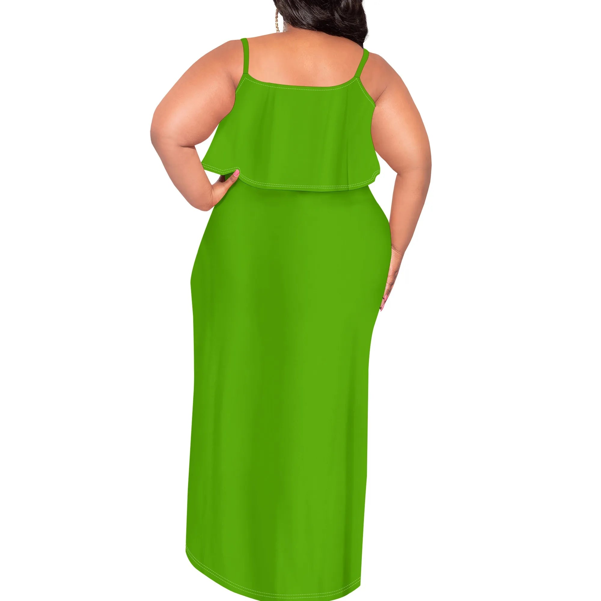 Vestido sexy de talla grande para mujer, sin mangas, con tirantes finos, estampado de rayas y volantes, para fiesta y club. 