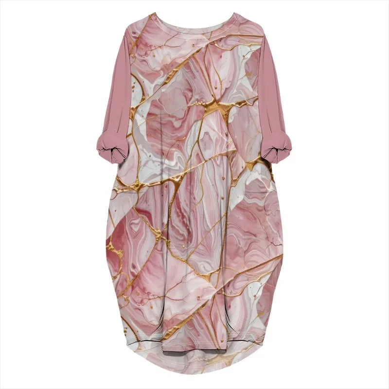 Vestido de verano holgado de manga larga con estampado para mujer, talla grande, estilo transfronterizo, nueva moda de verano 