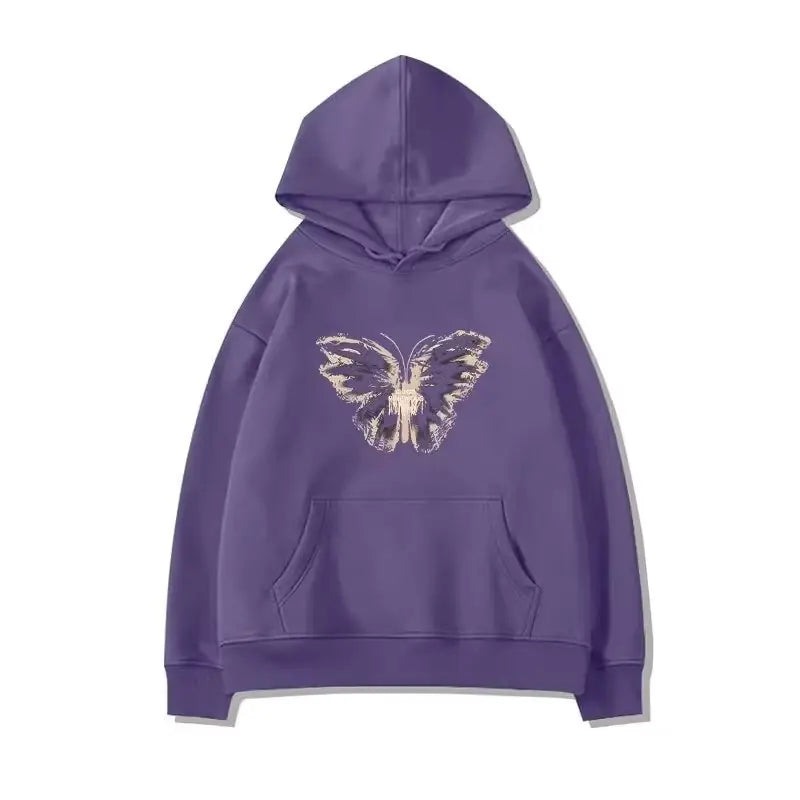 Women's Purple Hooded Cotton Sweater - Slim Fit Fashion