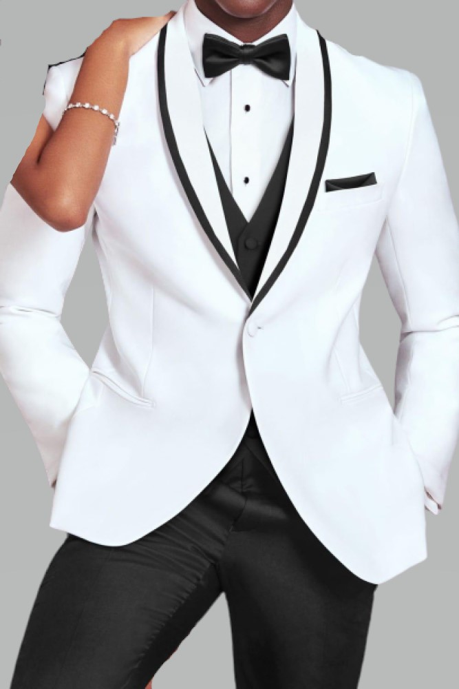 "Crew" White Tuxedo Jacket Shawl (Separates)