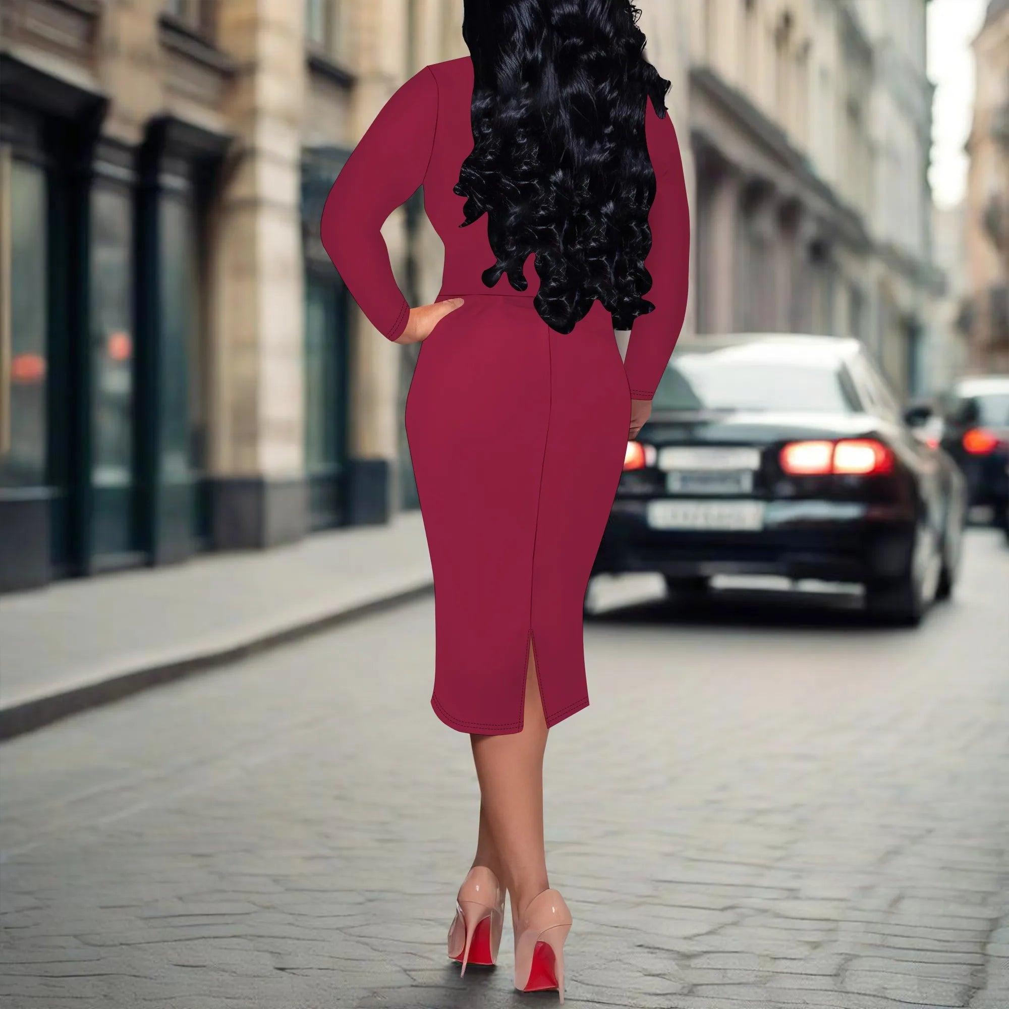 Women's Formal Church Dresses Elegant Midi Dress Office Pencil Dress for Work Funeral Cocktail Dresses