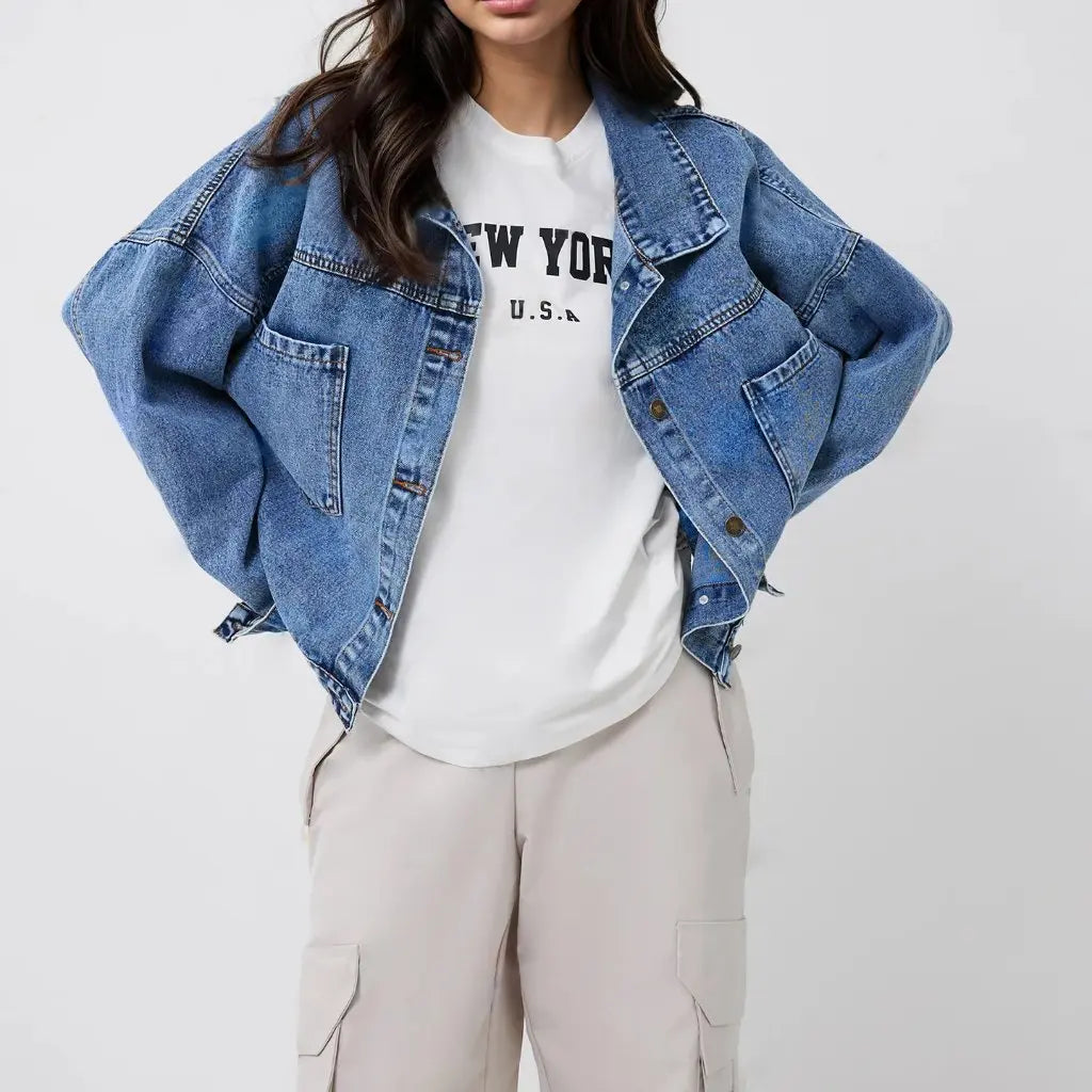 Women's Denim Coat Autumn Fashionable Casual Outerwear Jacket