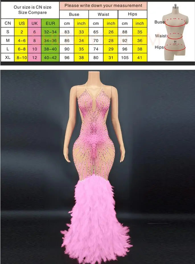 Products Blue Rhinestone Feather Dress Mesh Red Evening Elegant Evening Dresses Luxury Abito Da Cerimonia Donna Birthday Dresses