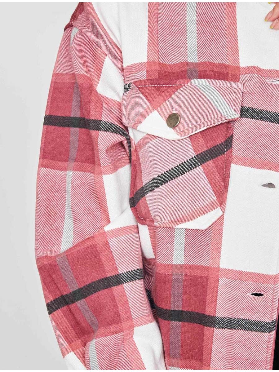 Wine Check Shacket Womens