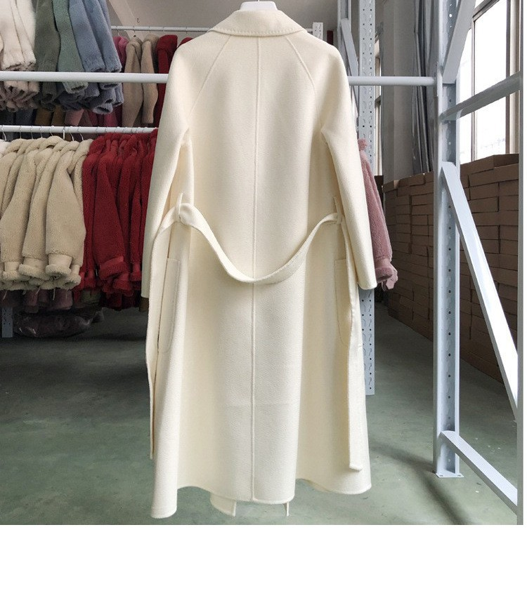 Women's Long Water Ripple Double-Sided Wool Coat – Elegant & Versatile