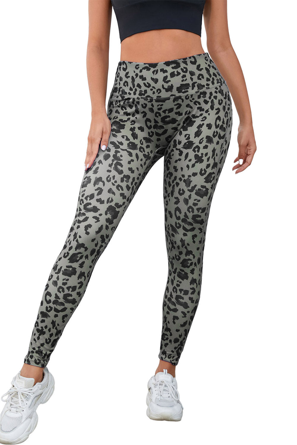 Green Classic Leopard Print Active Leggings