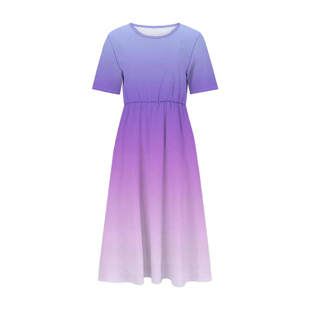 Robe longue en lin à manches courtes pour femme, coupe ample et décontractée, grande taille, avec poches, idéale pour la plage. 