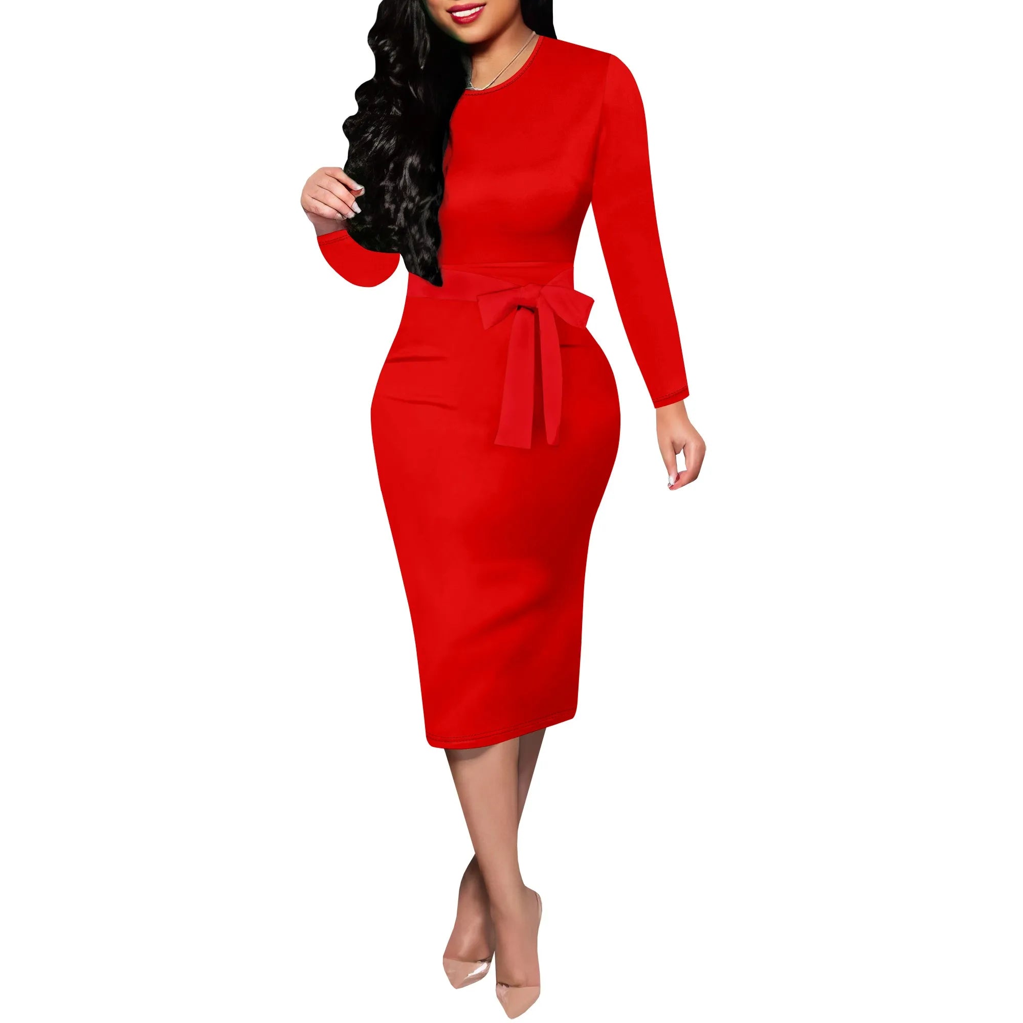 Women's Formal Church Dresses Elegant Midi Dress Office Pencil Dress for Work Funeral Cocktail Dresses