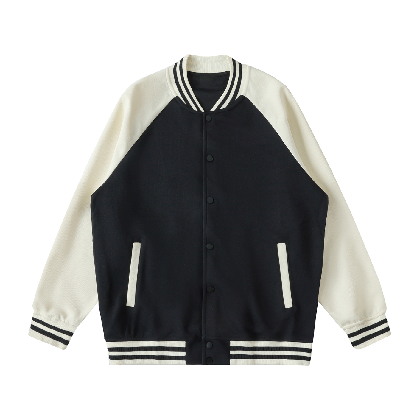 Two Tone Raglan Sleeve Varsity Jacket