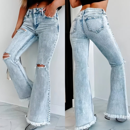 UrbanEase™ – High-Waist Ripped Denim