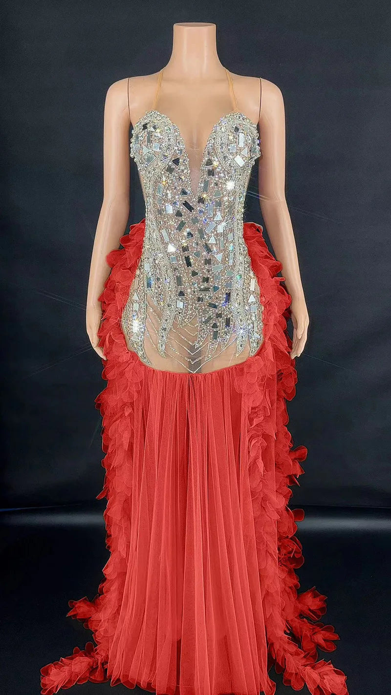 Performance Costume Nightclub Bar Mesh Slim Fit Wedding Master Of Ceremonies Model Walk Show Banquet Party Mini Vestido Sexy Hot