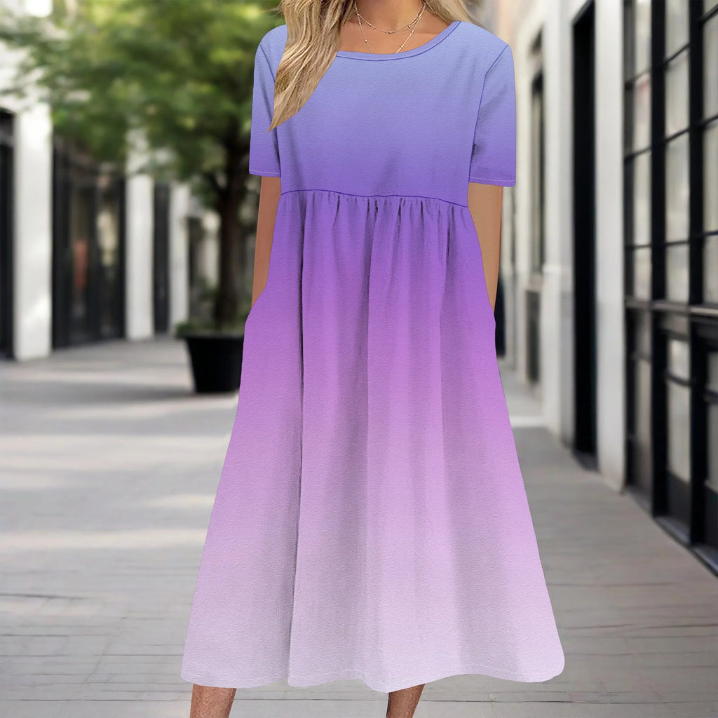 Robe longue en lin à manches courtes pour femme, coupe ample et décontractée, grande taille, avec poches, idéale pour la plage. 