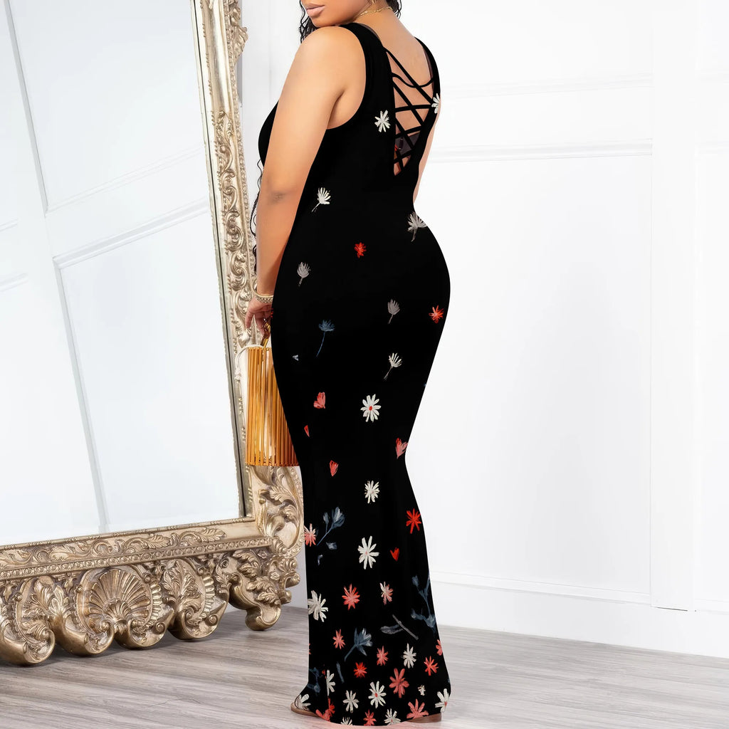 Women's Sexy Bodycon Maxi Dress Ribbed Lounge Tank Long Dresses Elegant Scoop Neck Casual Sleeveless Summer Wrap Sundress