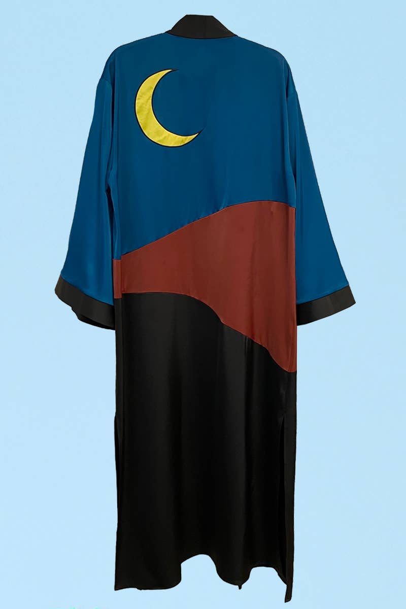 Miss Sparkling Desert Night Kimono Big Long Textured Satin Duster |