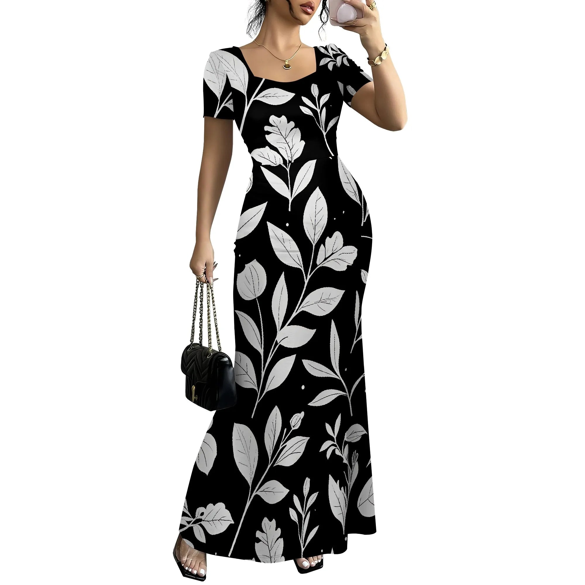 Women's Long Bodycon Dress - Summer Casual Short Sleeve Midi Club Party Fitted Tight Dresses