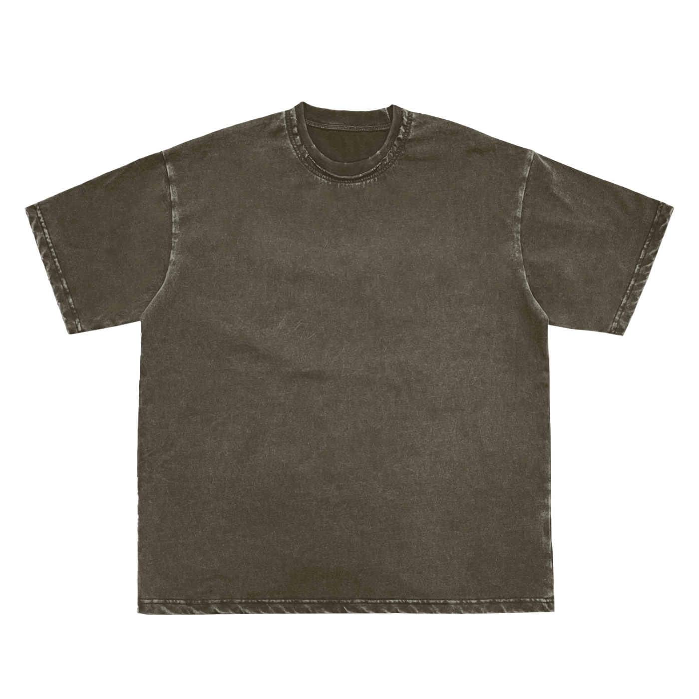 Snow Washed Raw-Edge Neckline T-Shirt