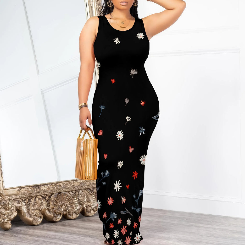 Women's Sexy Bodycon Maxi Dress Ribbed Lounge Tank Long Dresses Elegant Scoop Neck Casual Sleeveless Summer Wrap Sundress