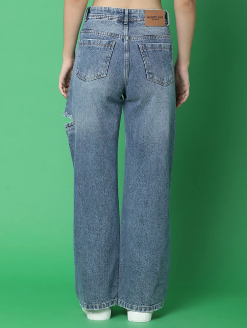 Women High Rise Denim Jeans(Size28)(Colorblue)