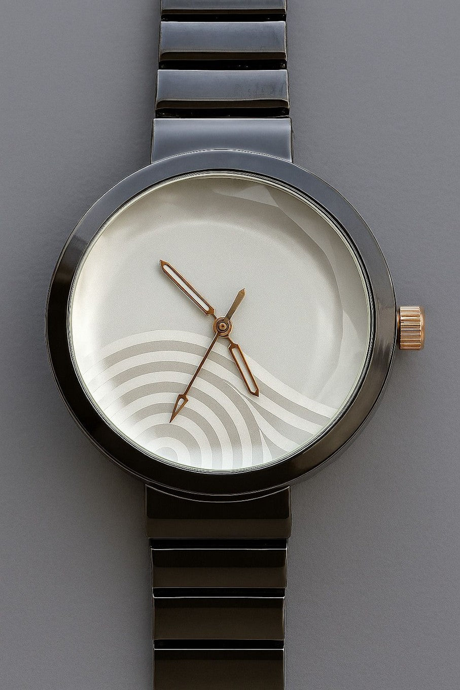 Black Round Diamond Cut Glass Ladies Watch