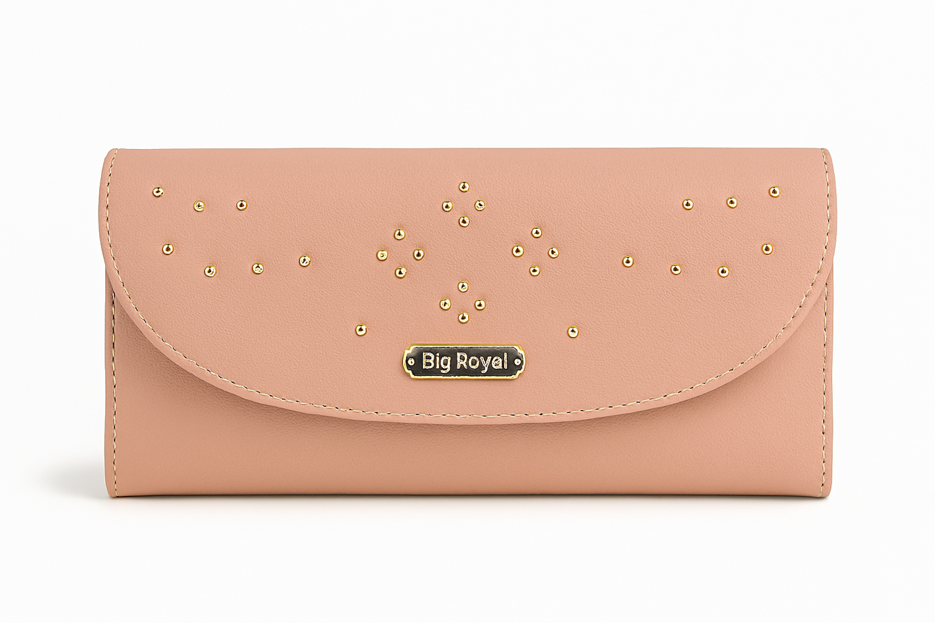 Elegant Pink Clutch Wallet with Golden Studs