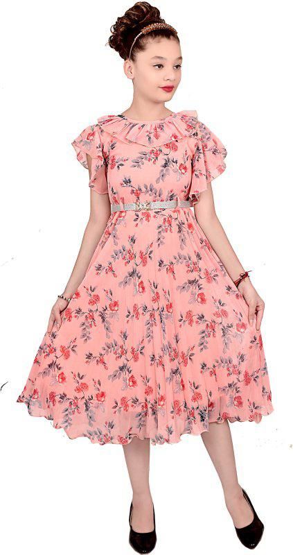 Girls Full Length Party Dress Set (Size-11-12YEAR) (Color-PINK)