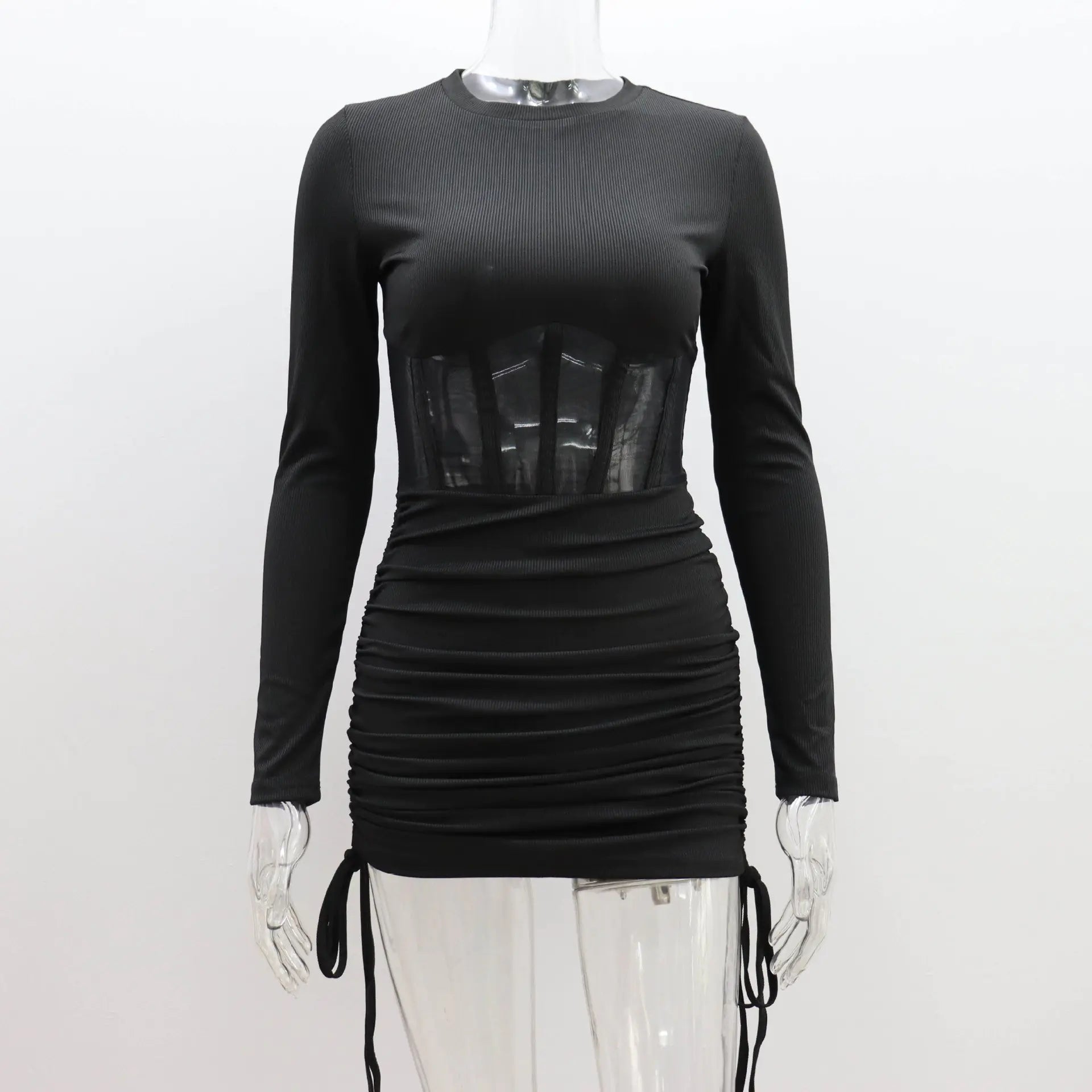 Women's Mesh Dress with Hollow Waist Design