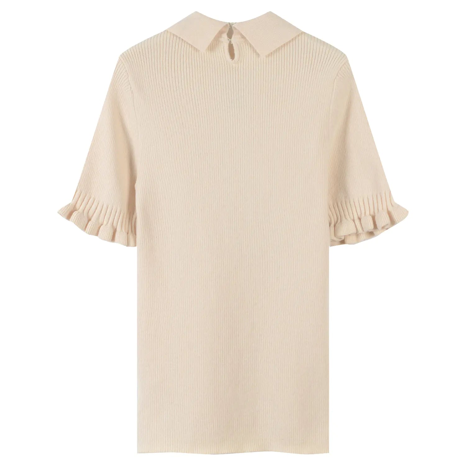 French Elegant Women's Knit Top with Tie and Lace Details