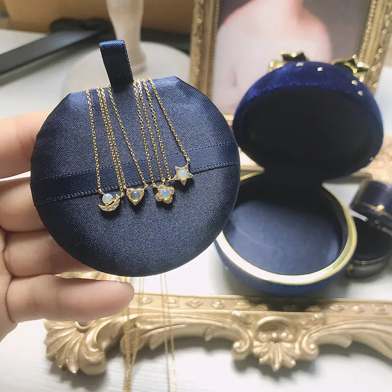 S925 Gold-Plated Opal Clover Moon Star Heart Necklace