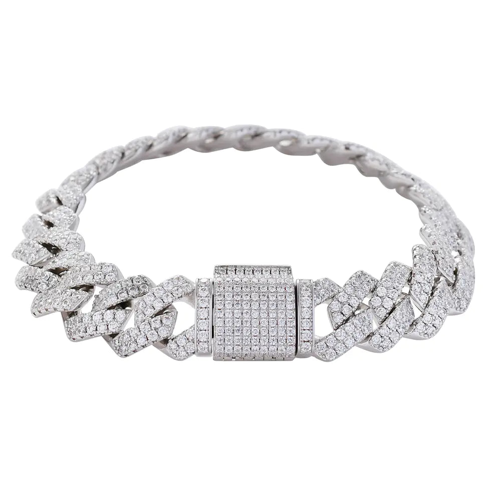 13mm Copper Zircon Inlaid Bracelet with Diamond Clasp