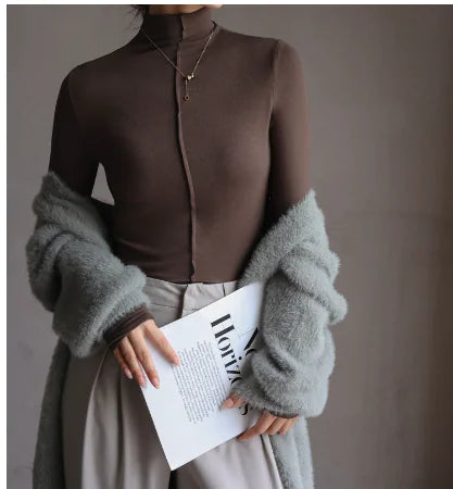 Amii Women's Turtleneck Knit Sweater - Long Sleeve Top