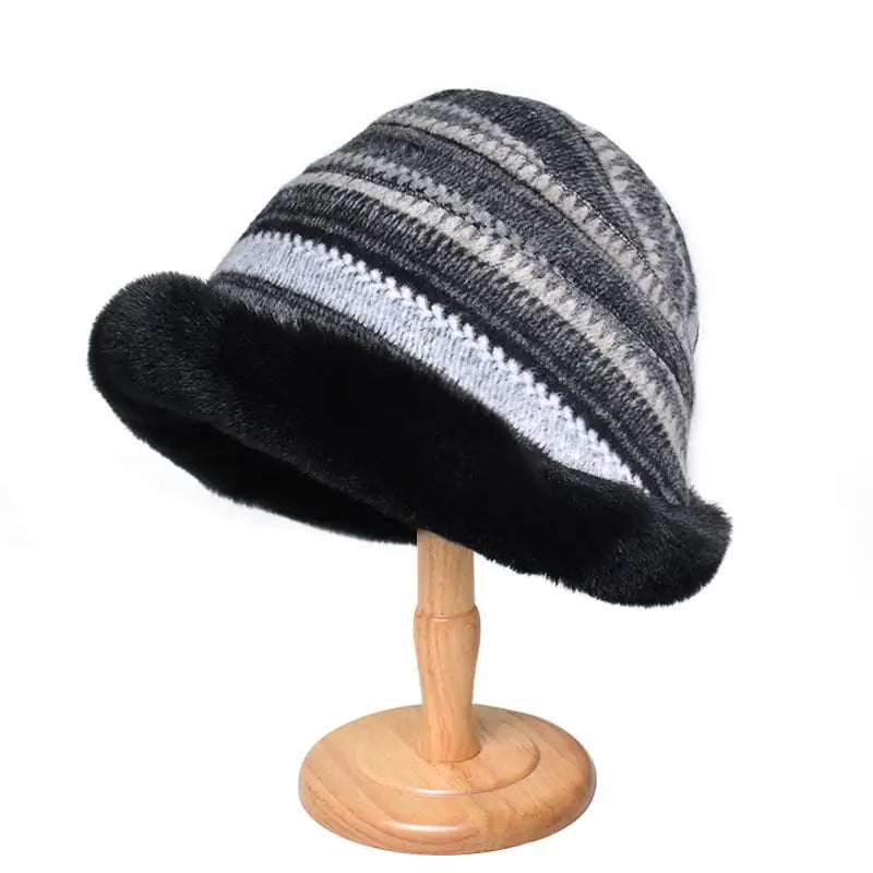 Houndstooth Ethnic Style Thickened Bucket Hat