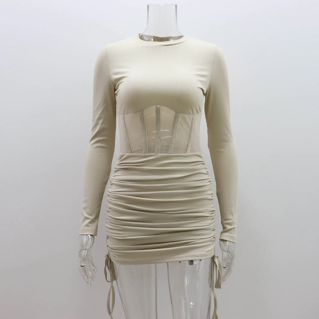Women's Mesh Dress with Hollow Waist Design